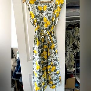 Ann Taylor Lemon Print Midi Dress
